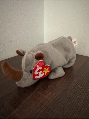 Ty Spike Beanie Baby Grey Rhinoceros Plush